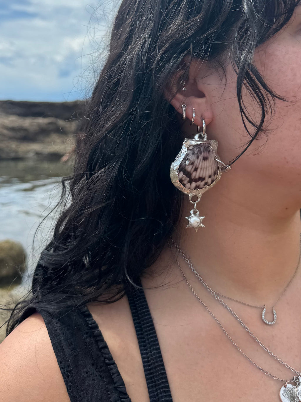 one of a kind shell earrings