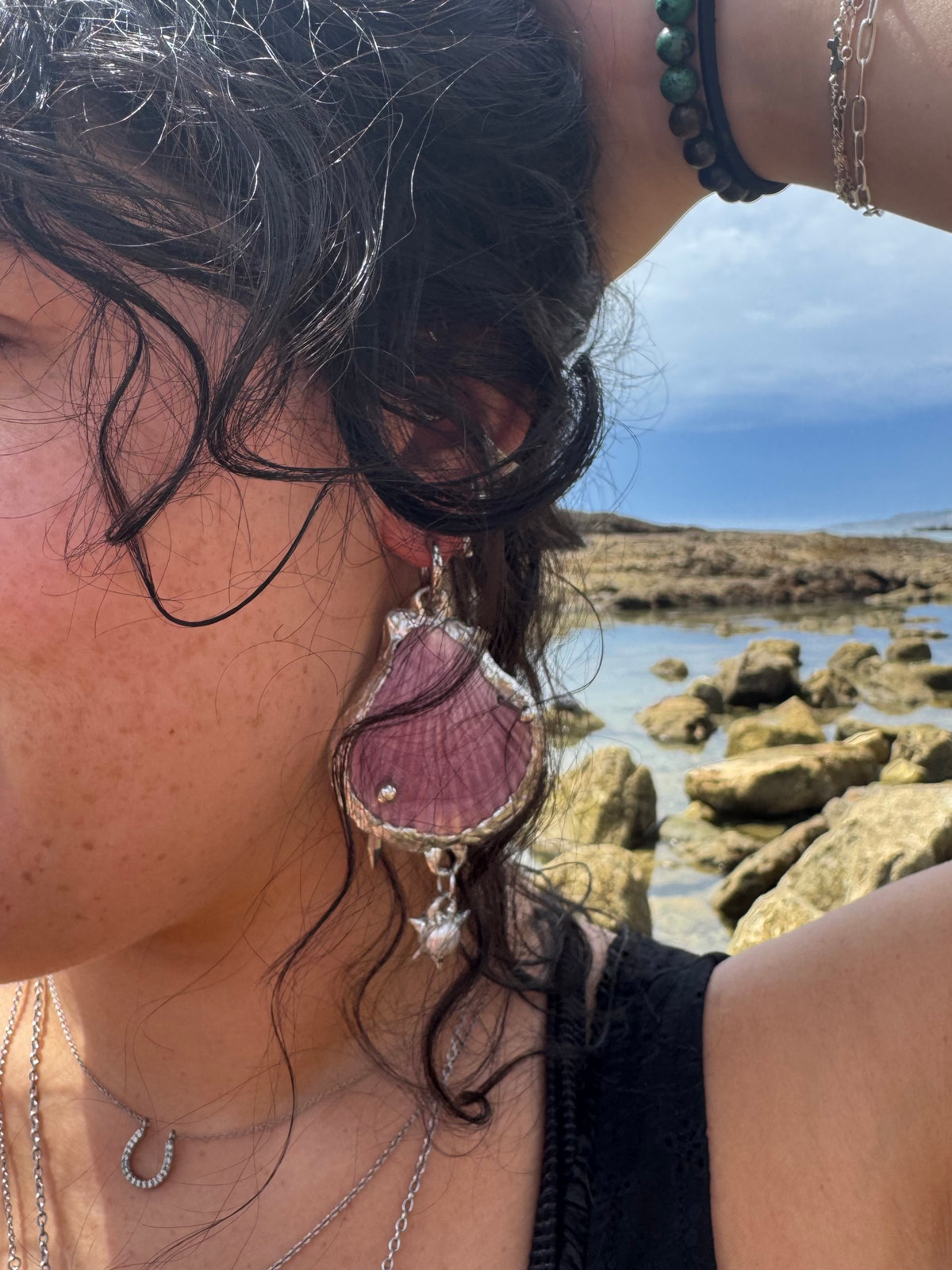 one of a kind shell earrings