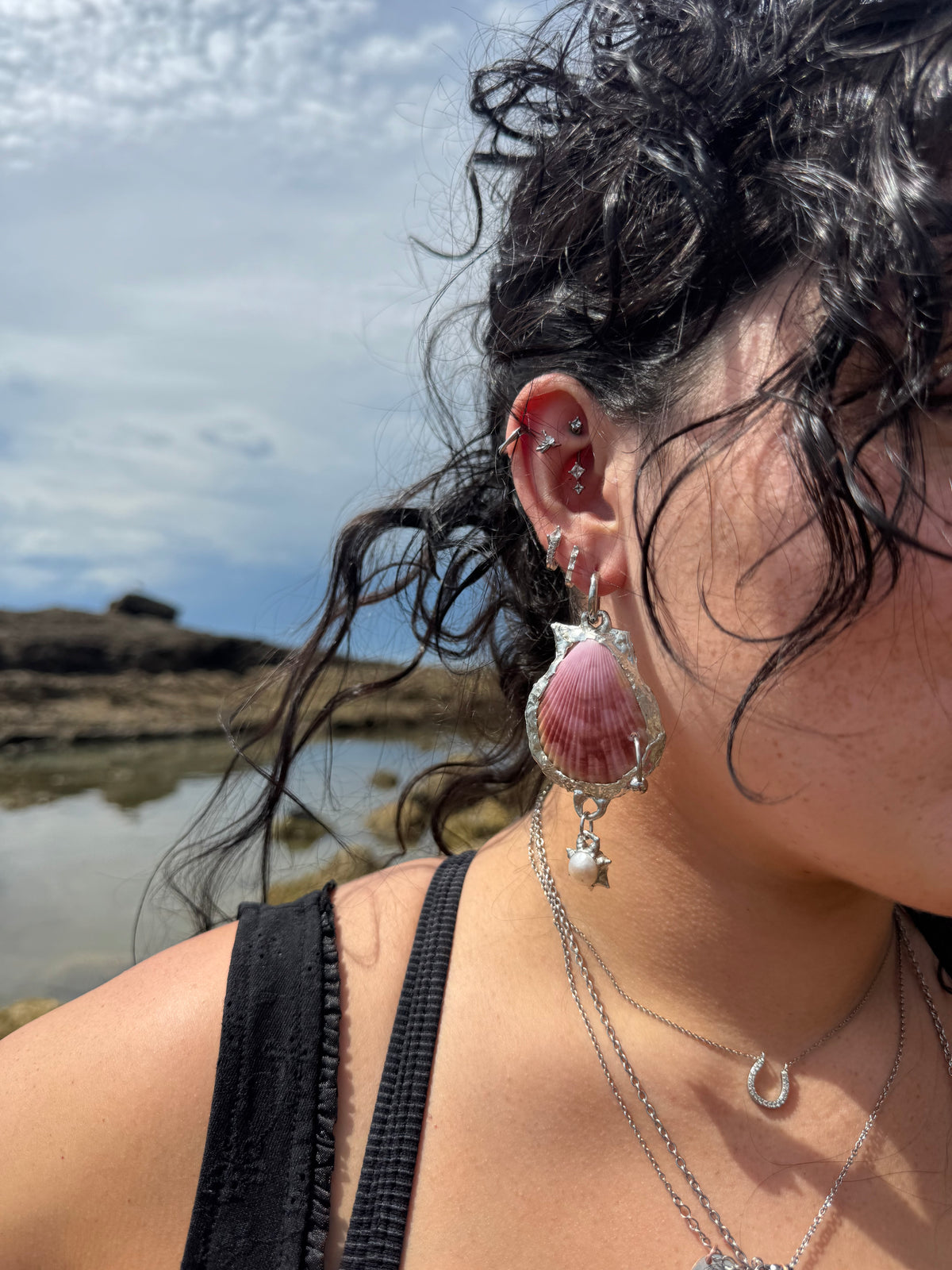 one of a kind shell earrings