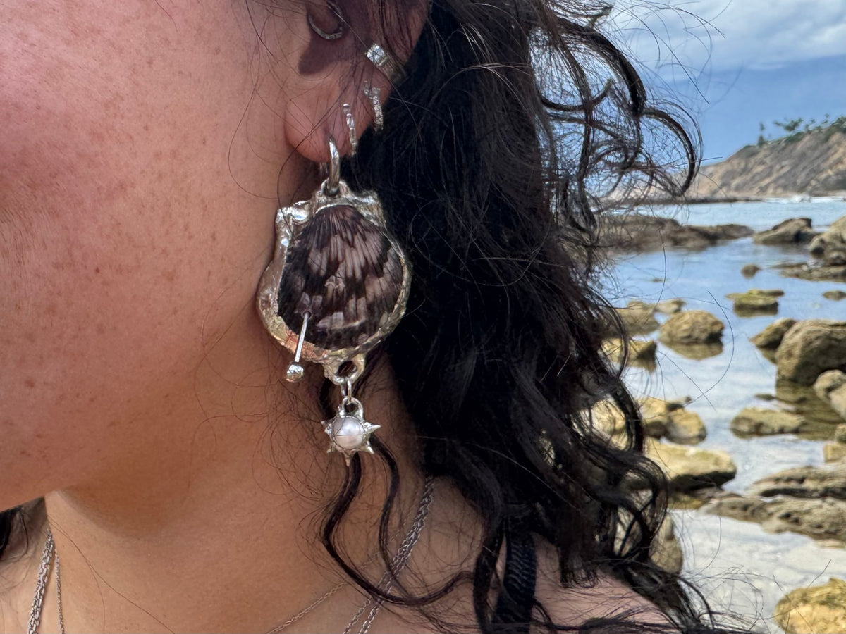 one of a kind shell earrings