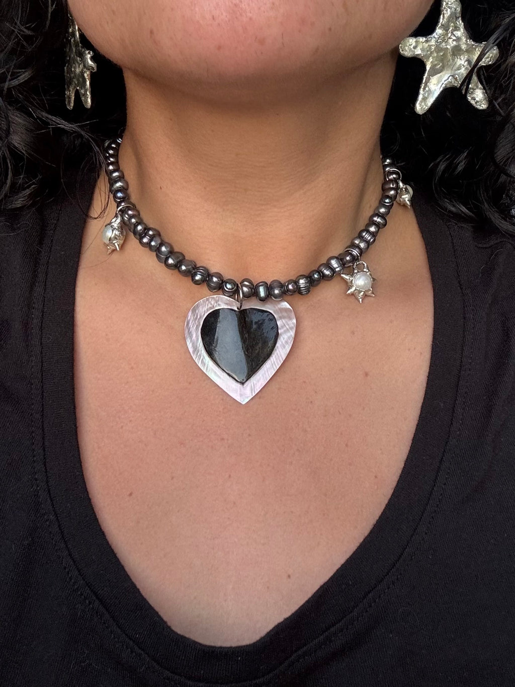 heart tusk shell with spiky pearls