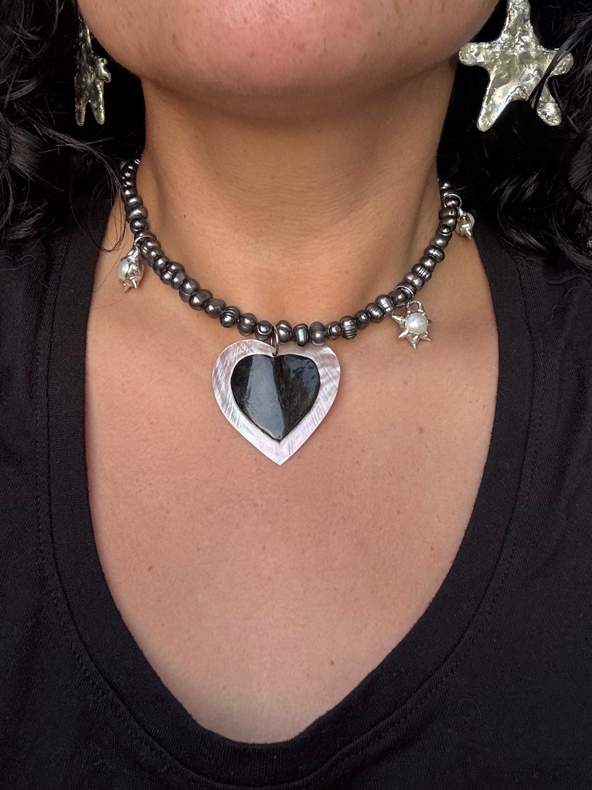 heart tusk shell with spiky pearls
