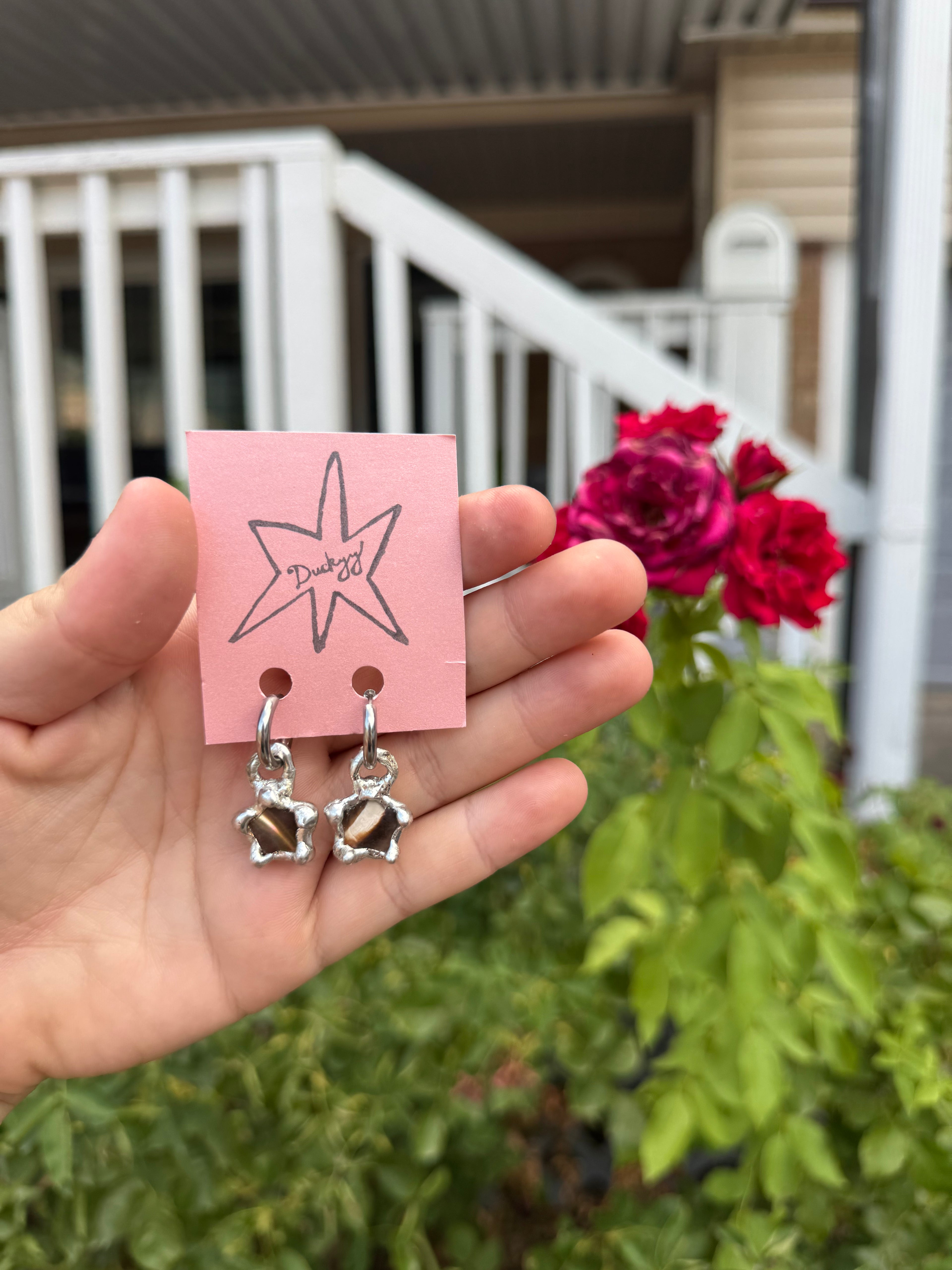 dyed mother of pearl star earrings