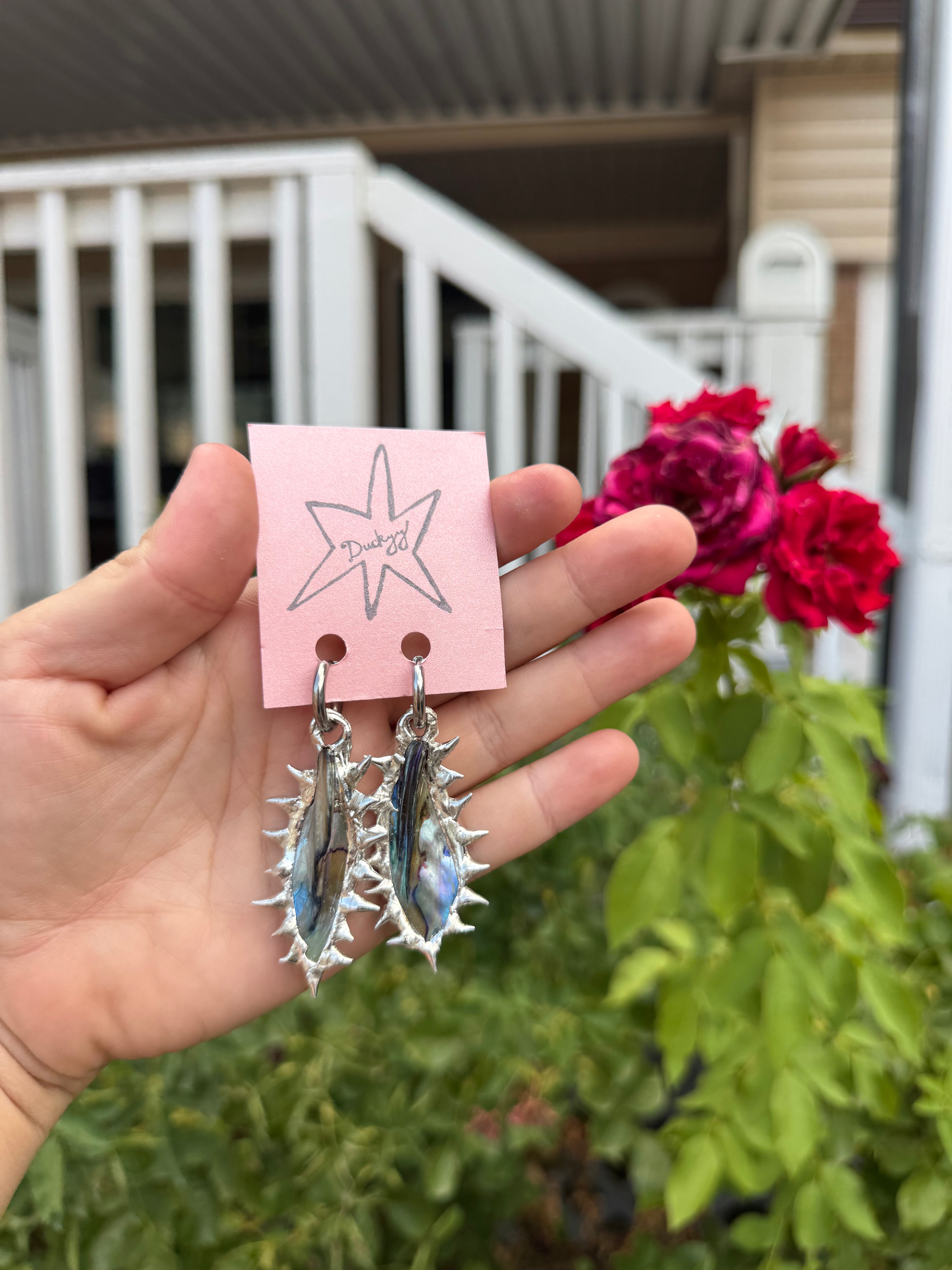 dyed mother of pearl earrings