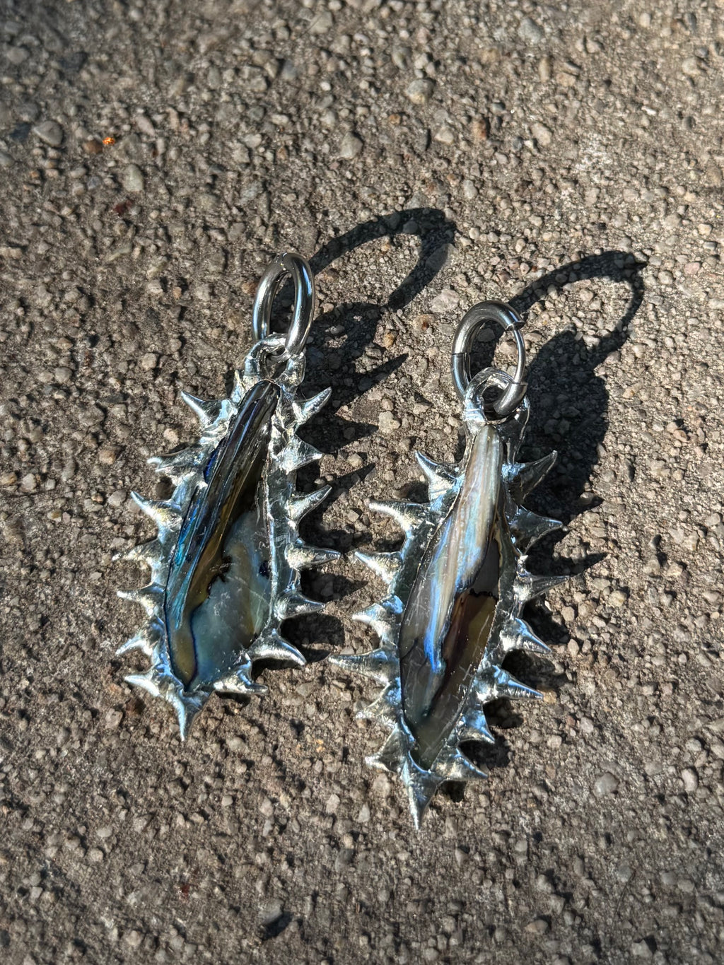 dyed mother of pearl earrings