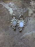 mother of pearl oval with charm earrings
