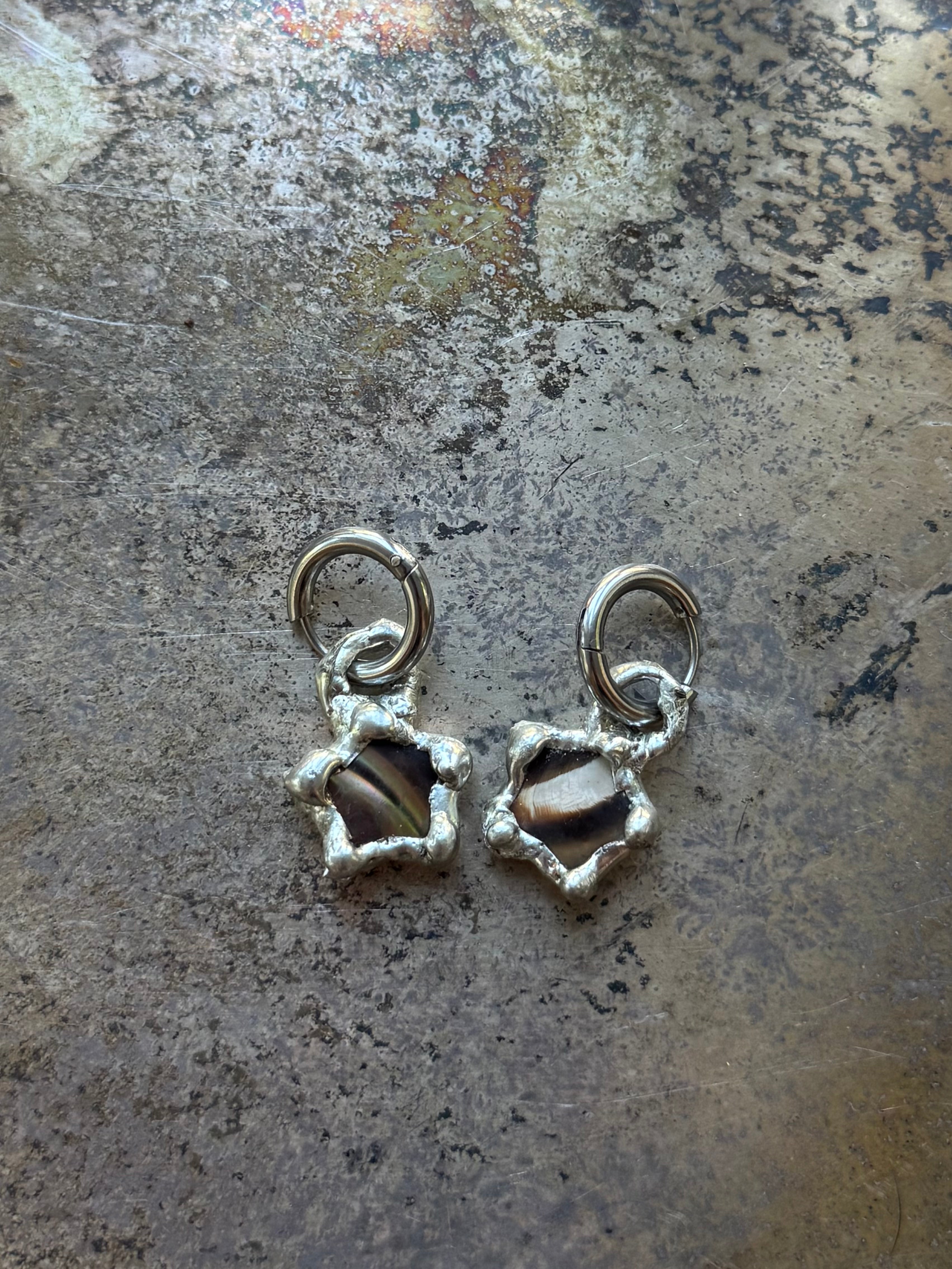 dyed mother of pearl star earrings