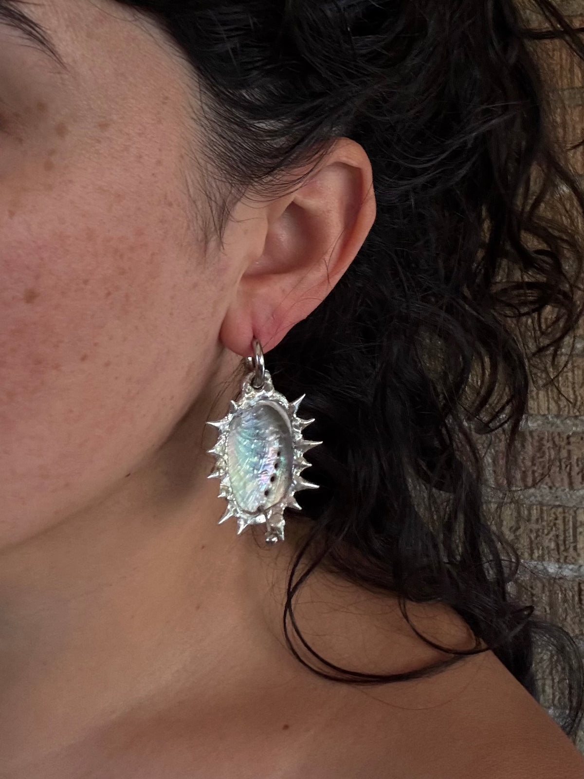 abalone pierced earring