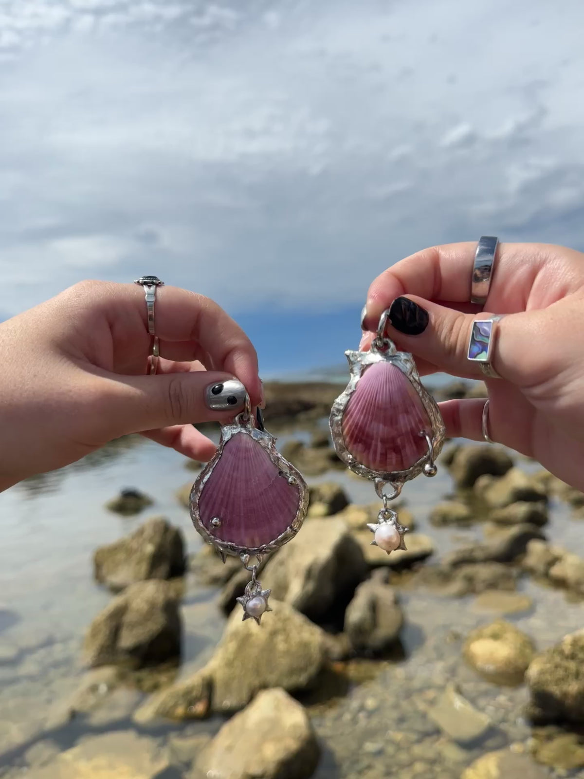 one of a kind shell earrings