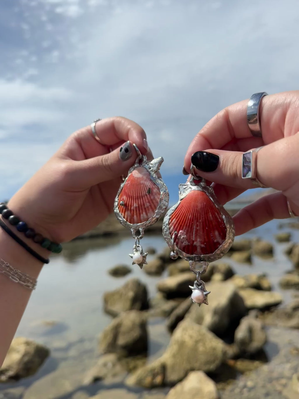 one of a kind shell earrings