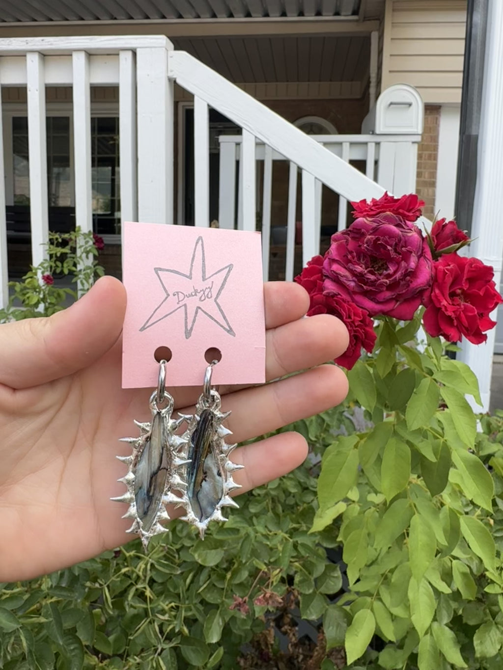 dyed mother of pearl earrings