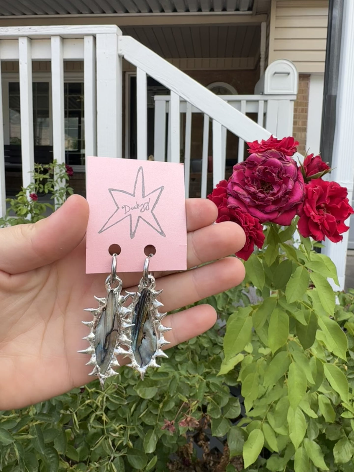 dyed mother of pearl earrings