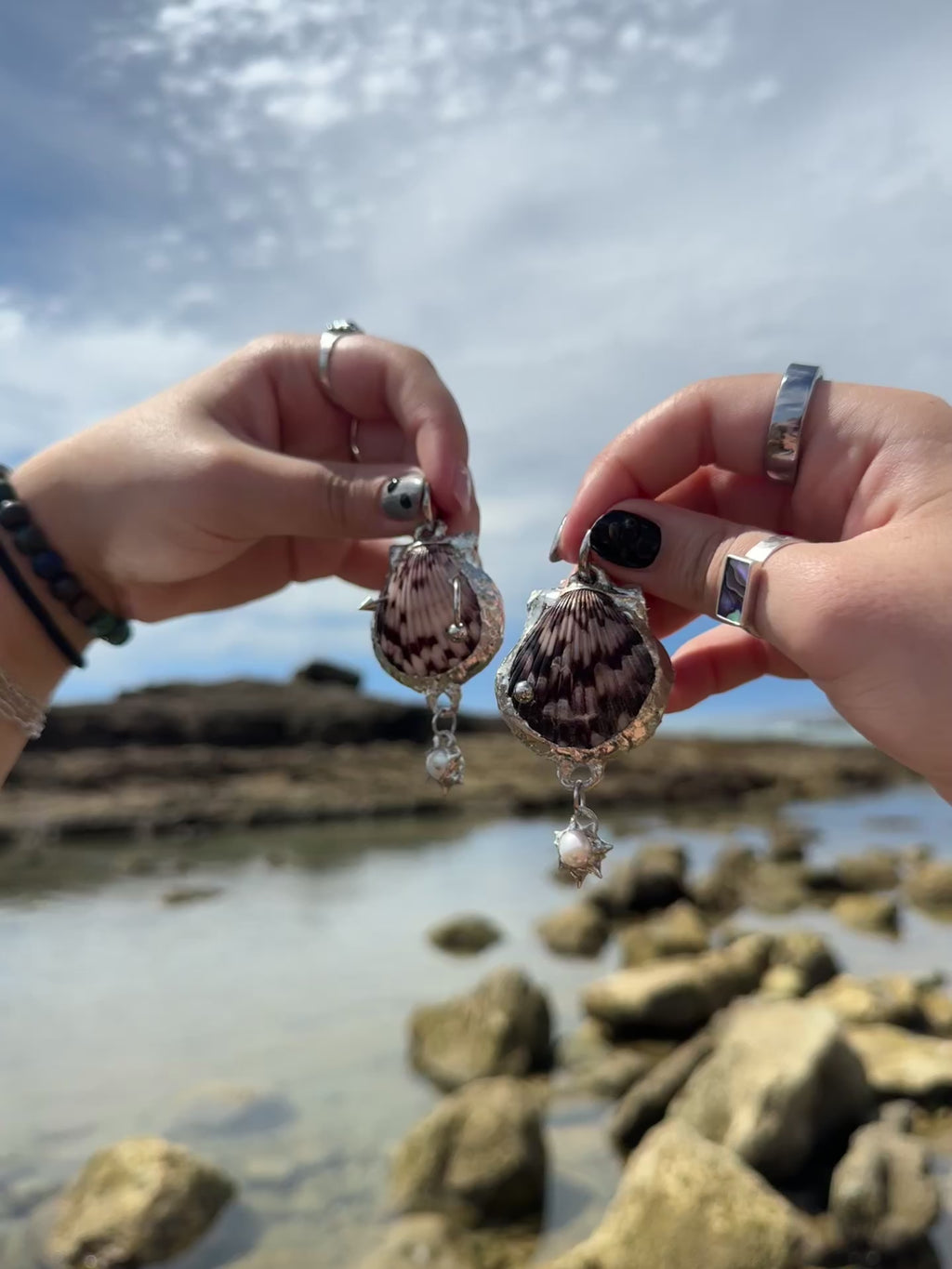 one of a kind shell earrings