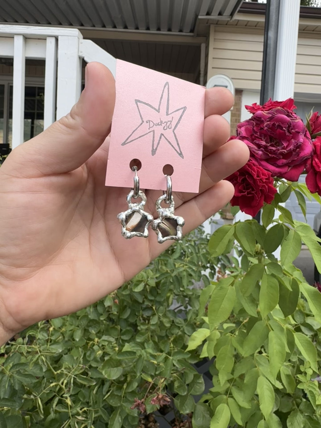 dyed mother of pearl star earrings